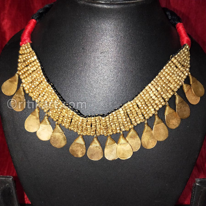 Tribal Dhokra Choker Bell Necklace Design-4_2