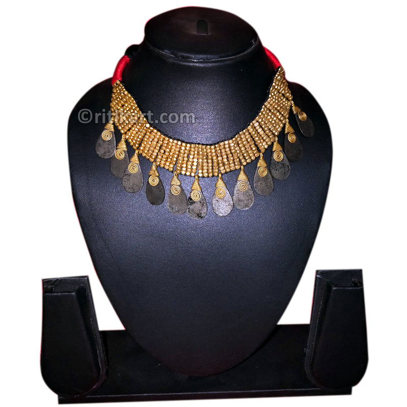Tribal Handcrafted Dhokra Designer Necklace-8_front