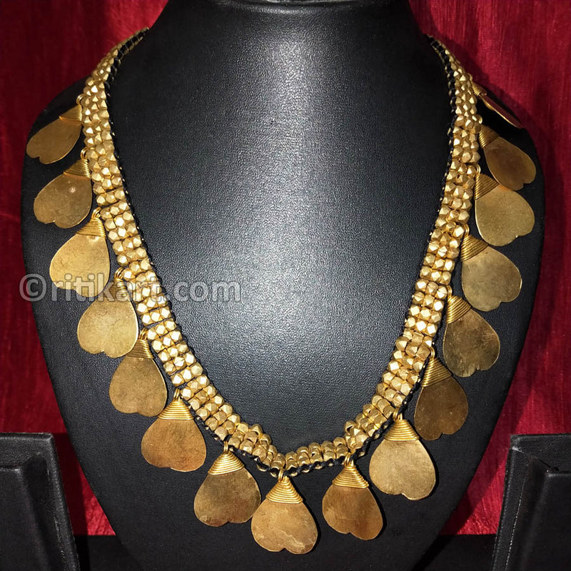 Tribal Handcrafted Dhokra Brass Heart Necklace-17_1