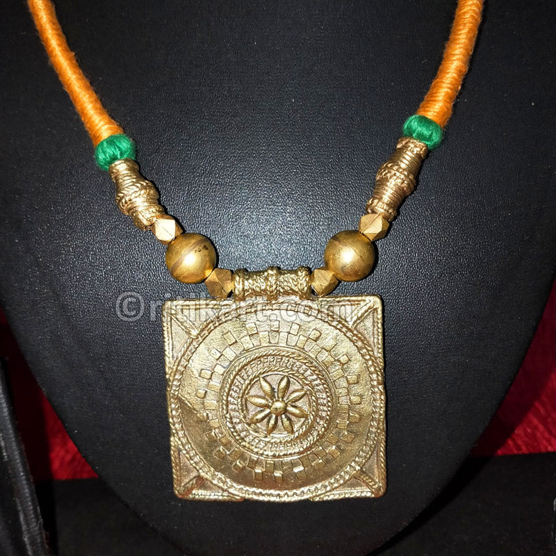 Tribal Necklace Exclusive Golden Shield Square Design