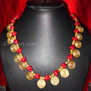 Tribal Necklace with Spiral Ring embedded in Red Thread