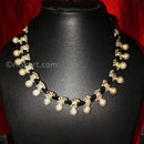 Tribal Necklace Brass White Balls embedded in Black Thread