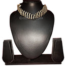 Tribal White Metal with Black Thread Collar Necklace
