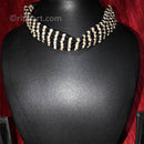 Tribal White Metal with Black Thread Collar Necklace