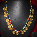 Trendy Multi Color Tribal Necklace with Brass Rings