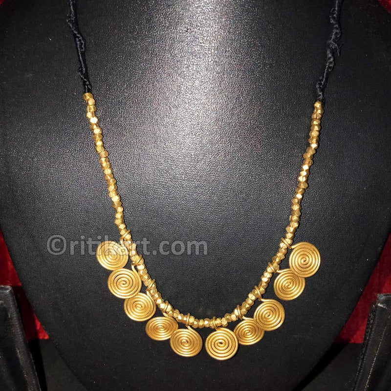 Tribal Dhokra Necklace Embedded with Brass Rings