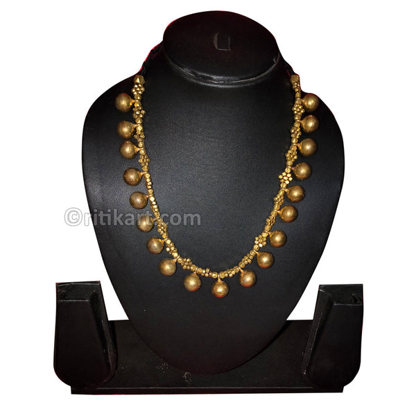 Tribal Dhokra Necklace with Brass Balls Embedded_1