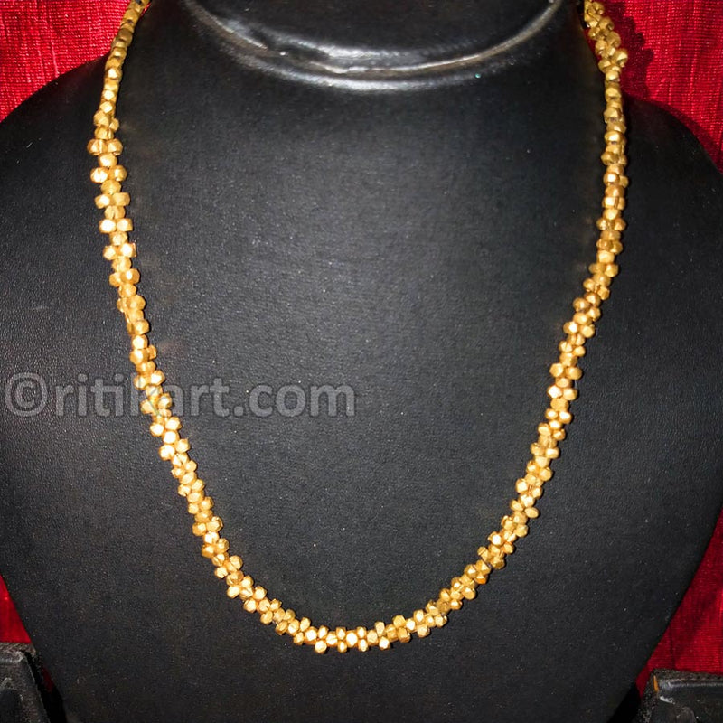 Tribal Dhokra Necklace with Small Brass Beads_2