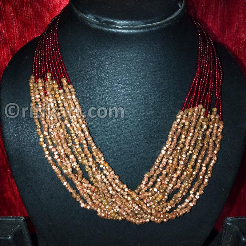 Tribal Dhokra Heavy Design with Brass Beads Necklace_2