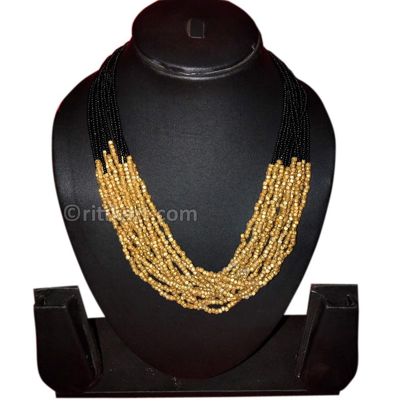 Tribal Dhokra Heavy Design with Brass Beads Necklace - 1_1