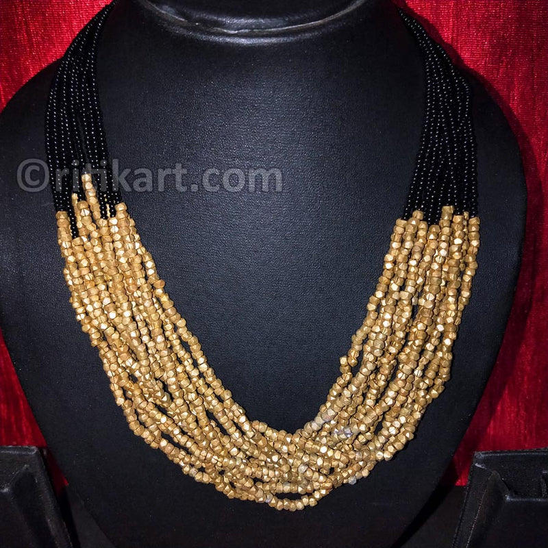 Tribal Dhokra Heavy Design with Brass Beads Necklace - 1_2