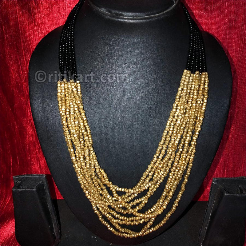 Tribal Dhokra Heavy Design with Brass Beads Necklace - 2_2