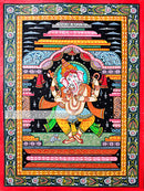 Lord Ganesh Dancing Posture Canvas Pattachitra_front