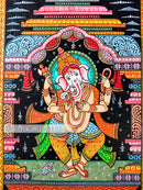 Lord Ganesh Dancing Posture Canvas Pattachitra_1