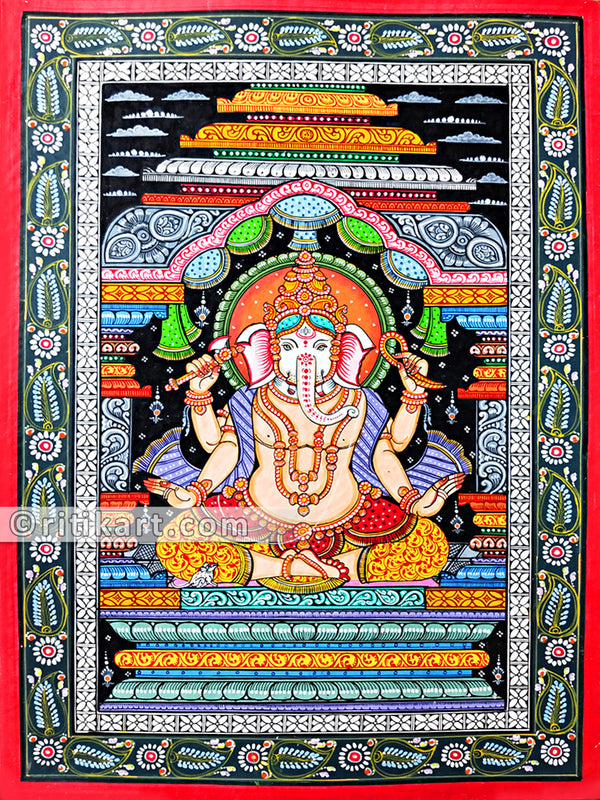 Lord Ganesh in Dias Canvas Pattachitra