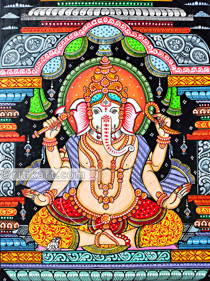 Lord Ganesh in Dias Canvas Pattachitra_1