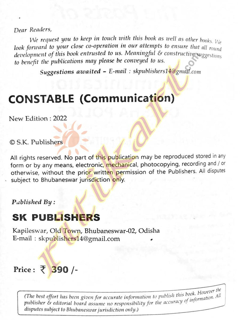 The Posts of Constable(Communication) Odisha Police Recruitment Guide_2