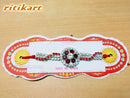 Flower Design White and Red Color Stone Rakhi