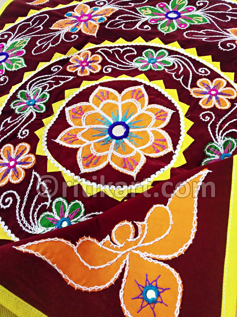 Flower Design Maroon Color Chandua pic-3