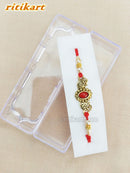 Antique Finish Metal with Red Stone Rakhi