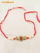 Antique Finish Metal with Red Stone Rakhi
