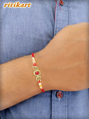 Antique Finish Metal with Red Stone Rakhi