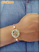 Designer Kundan Rakhi With White Stone