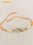 Fancy Golden Peacock with Stone Designer Rakhi