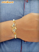 Fancy Golden Peacock with Stone Designer Rakhi