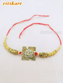 Golden Omm inside Metal Swastik Rakhi