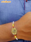 Designer Golden Crystal Rakhi