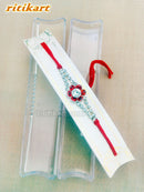 White And Red Stone Designer Rakhi