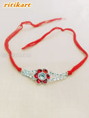 White And Red Stone Designer Rakhi