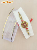 Red Stone Flower Design Fancy Rakhi