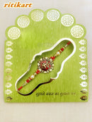 Religious Omm Rakhi with Red and Golden Beads