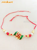 Religious Swastik with Multi Color Beads Rakhi