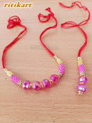 Sparkling Pink Beads Designer Bhaiya-Bhabhi Rakhi