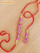 Sparkling Pink Beads Designer Bhaiya-Bhabhi Rakhi