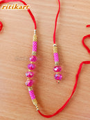 Sparkling Pink Beads Designer Bhaiya-Bhabhi Rakhi