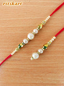 Sandalwood Designer Beads Bhaiya-Bhabhi Rakhi