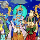 Lord Krishna RasaLeela Canvas Pattachitra Painting pic-5