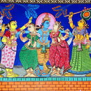 Lord Krishna Dance with Gopis Canvas Pattachitra Painting-pc4
