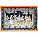 Gorgeous Black and White Lord Krishna With Gopi Pattchitra Painting-pic1