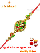 Kundan Peacock Designer Rakhi