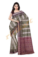Sambalpuri Green Color Body with Maroon Anchal Design Saree