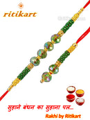 Nature Green Beads Designer Bhaiya-Bhabhi Rakhi