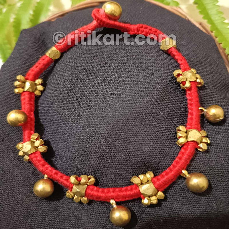 Ancient Dhokra Anklet with Brass Round and Small Beads