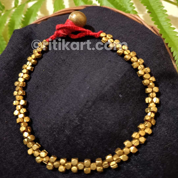 Anklet with Multiple Golden Brass Beads