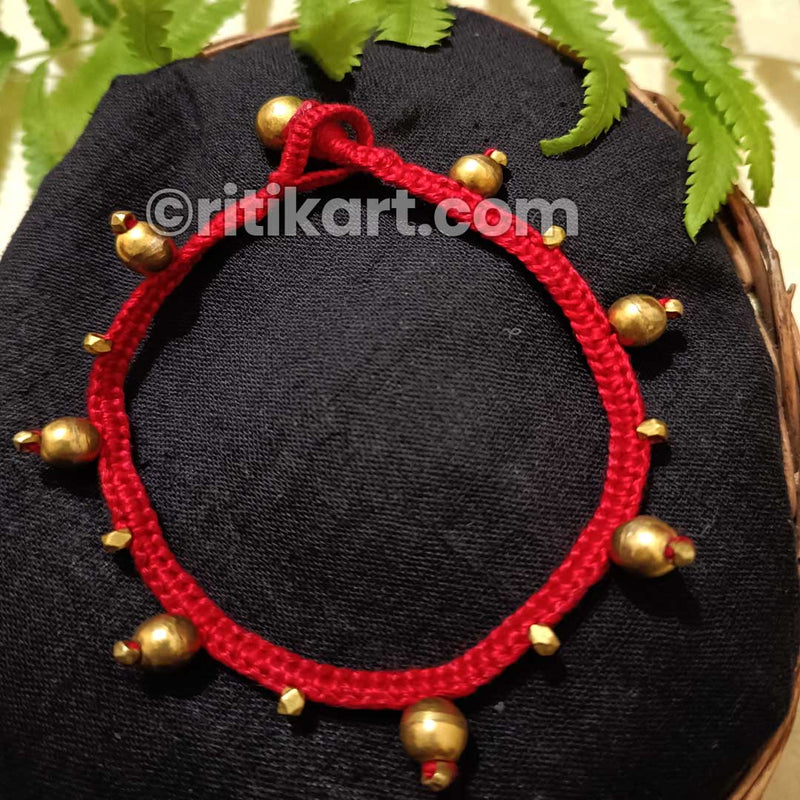 Anklet with Round Beads and Spikes Embedded