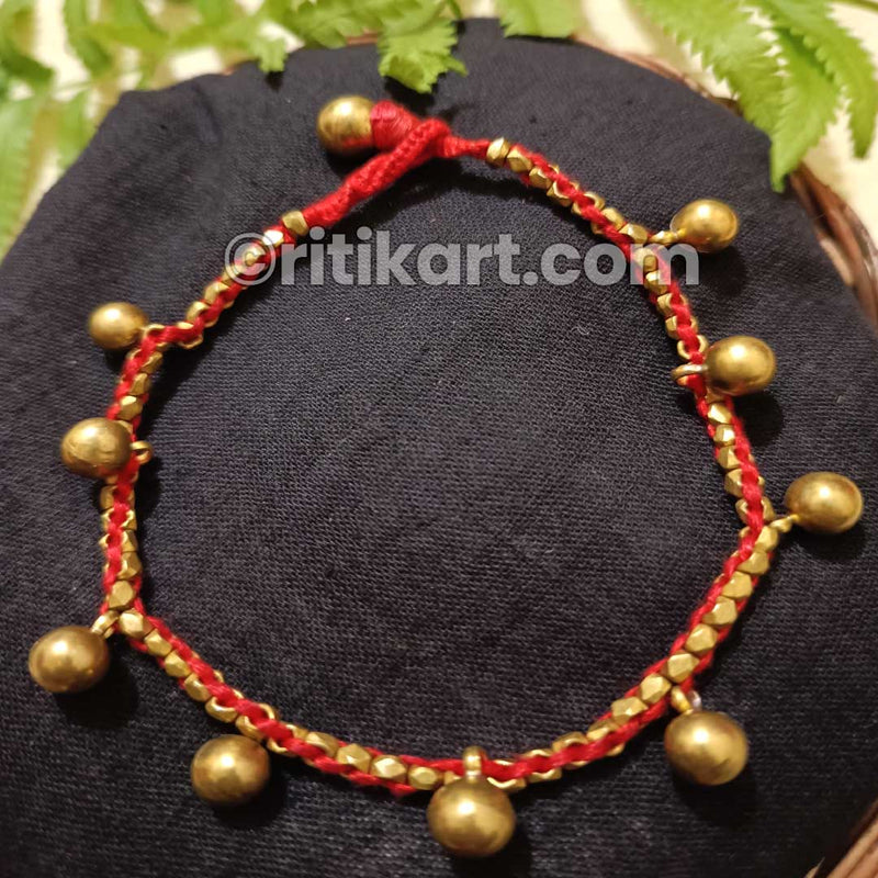 Anklet with Brass Beads